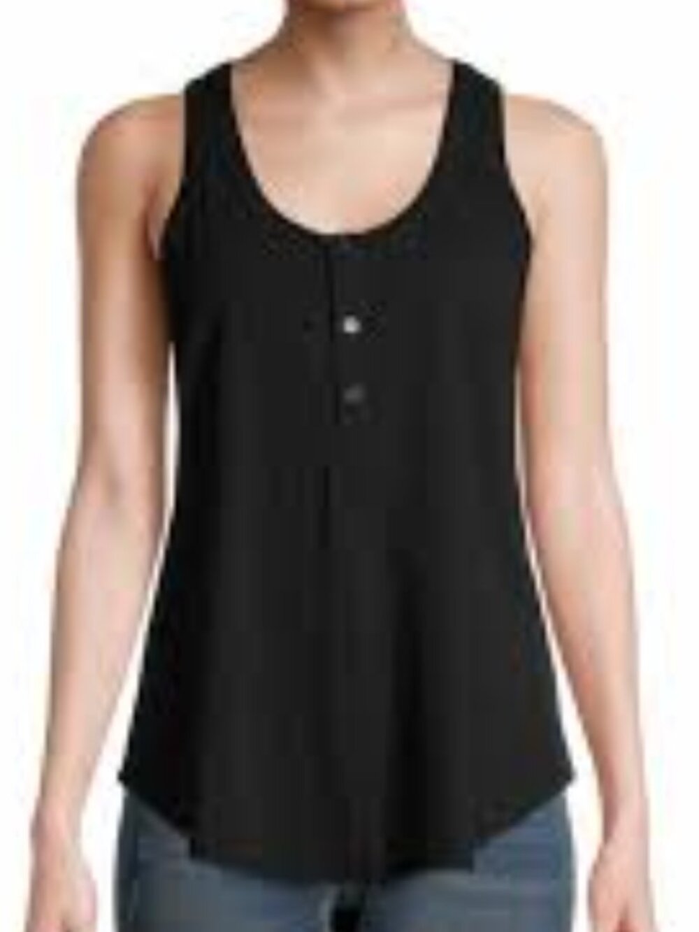 Time & Tru 1/4 button smile hem tank top size medium